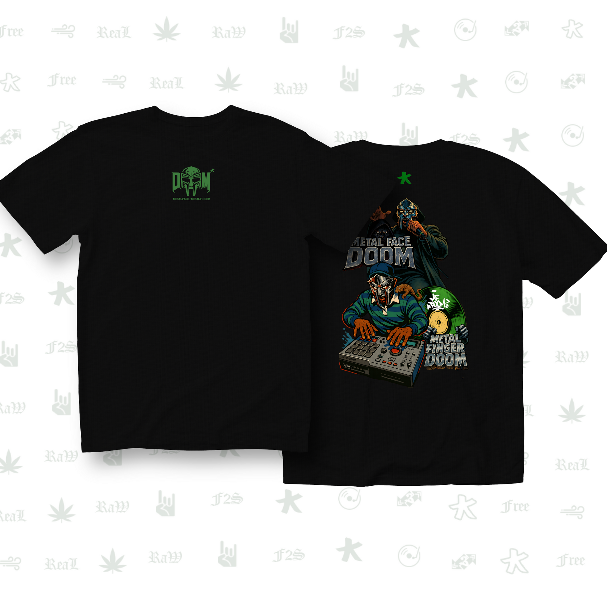 MF DOOM METAL FACE/FINGER Unisex Black Tee