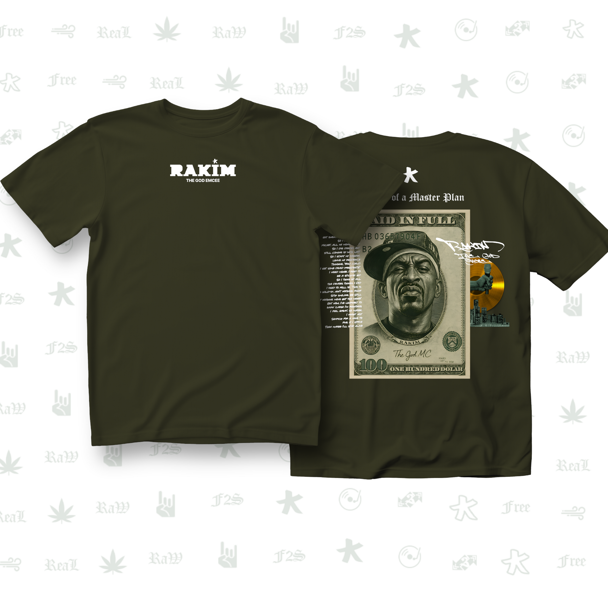 Rakim The God Emcee Unisex Olive Green Tee