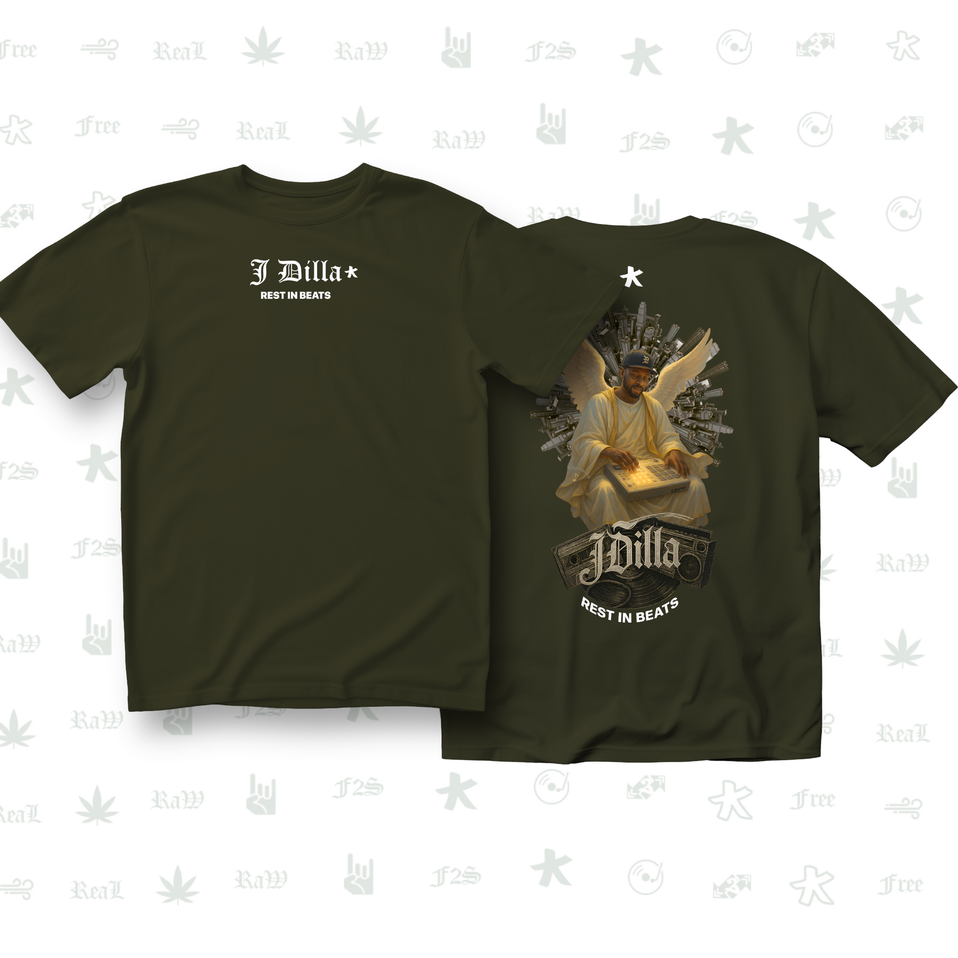 J Dilla Rest In Beats Unisex Olive Green Tee