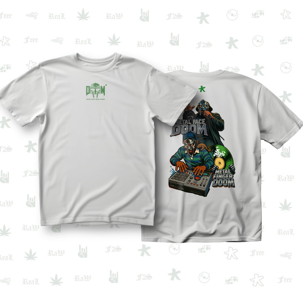 MF DOOM METAL FACE/FINGER Unisex White Tee