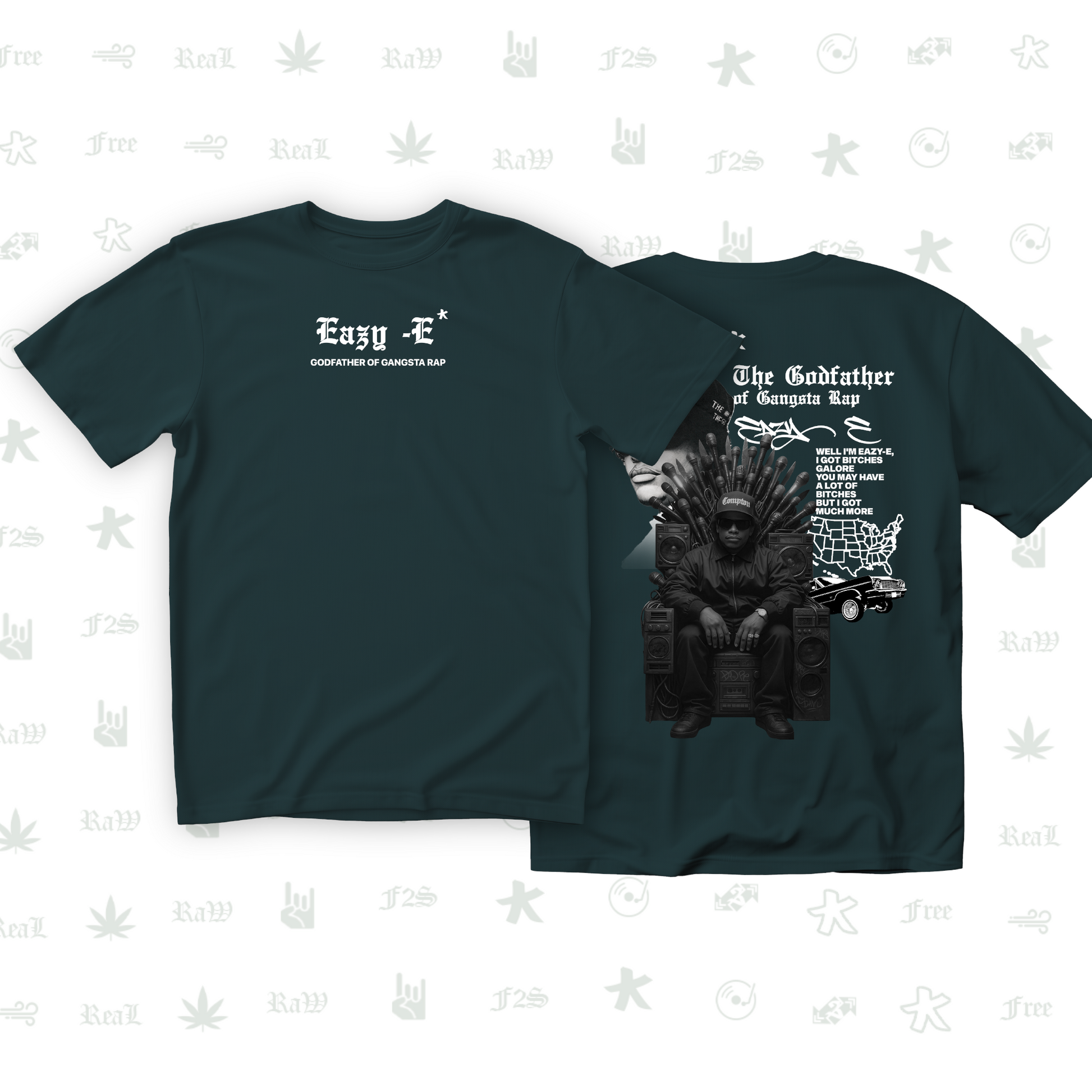 Eazy-E Godfather of Gangsta Rap Unisex Petrol Blue Tee